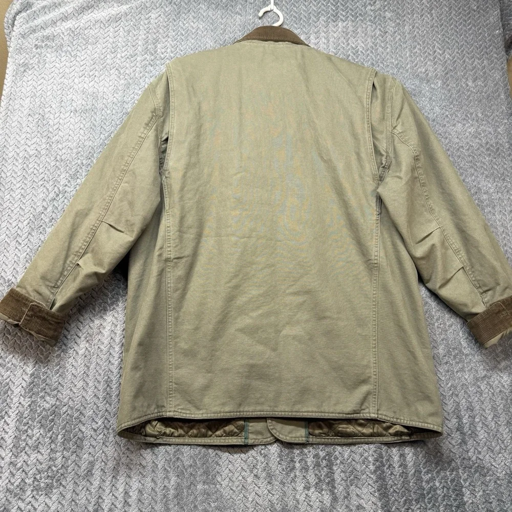 Orvis Field Jacket Men's L Olive Quilted Lined Barn Chore Coat Corduroy Collar